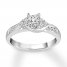 Diamond Engagement Ring 3/4 ct tw Princess/Round 14K White Gold