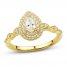 Diamond Engagement Ring 1/2 ct tw Pear/Round 14K Yellow Gold