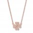 Diamond Clover Necklace 1/8 ct tw Round-cut 10K Rose Gold