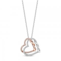 Hallmark Diamonds Hearts Necklace 1/4 ct tw 10K Rose Gold Sterling Silver 18”