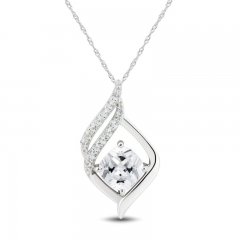 White Topaz Necklace Sterling Silver 18"