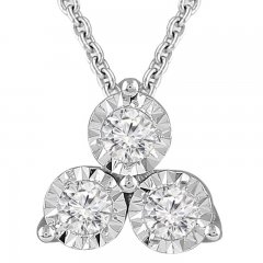 3-Stone Diamond Necklace 1/4 ct tw Round-cut Sterling Silver