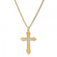 Men's Cross Necklace 10K Yellow Gold 22"