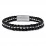 Men's Leather and Stainless Steel Bracelet 8.5" Length