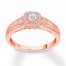 Diamond Engagement Ring 3/8 ct tw Round/Baguette 10K Rose Gold