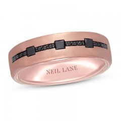 Neil Lane Men's Black Diamond Wedding Band 1/3 ct tw Princess/Round 14K Rose Gold