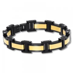 Men's Stainless Steel Bracelet Black/Gold-Tone Ion Plating 8"