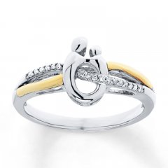 Mother & Child Ring 1/20 cttw Diamonds Sterling Silver/10K Gold