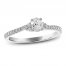 Diamond Engagement Ring 1/2 ct tw Oval/Round 14K White Gold