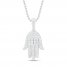 Diamond Hamsa Necklace 1/4 ct tw Round-cut Sterling Silver 18"