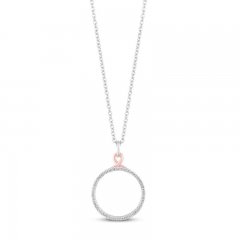 Hallmark Diamonds Circle Necklace 1/5 ct tw Sterling Silver/10K Rose Gold