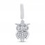 True Definition Owl Charm 1/15 ct tw Diamonds Sterling Silver