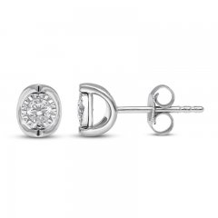 Diamond Solitaire Earrings 1/5 ct tw Round-cut Sterling Silver