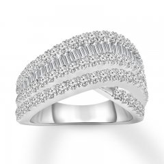 Diamond Ring 1-1/3 ct tw Round/Baguette 14K White Gold