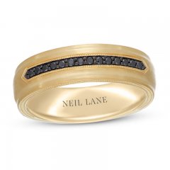 Neil Lane Men's Black Diamond Wedding Band 1/6 ct tw Round-cut 14K Yellow Gold