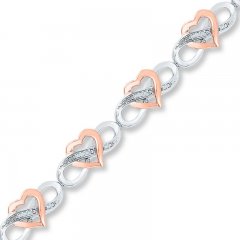 Diamond Bracelet 1/8 ct tw Round-cut Sterling Silver/10K Gold