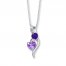 Amethyst Heart Necklace Diamond Accent Sterling Silver