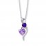 Amethyst Heart Necklace Diamond Accent Sterling Silver