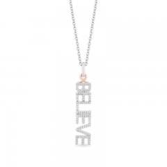 Hallmark Diamonds "Believe" Necklace 1/5 ct tw Round-Cut Sterling Silver/10K Rose Gold 18"