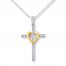 Cross Necklace 1/10 ct tw Diamonds Sterling Silver/10K Gold