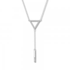 Diamond Triangle Lariat Necklace 1/6 ct tw Sterling Silver