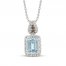 Le Vian Diamond & Aquamarine Necklace 1/3 ct tw 14K Vanilla Gold 18"