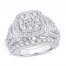 Diamond Engagement Ring 3 ct tw Round/Baguette 14K White Gold