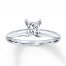 Diamond Solitaire Ring 1/2 Carat Princess-Cut 14K White Gold