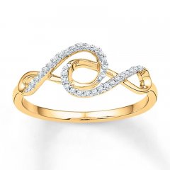 Double Infinity Ring 1/10 ct tw Diamonds 10K Yellow Gold