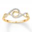 Double Infinity Ring 1/10 ct tw Diamonds 10K Yellow Gold