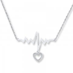 Heartbeat Necklace 1/20 ct tw Diamonds Sterling Silver