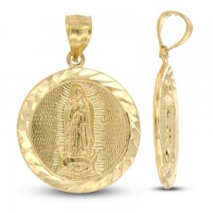 Mary Diamond-cut Medallion Charm 14K Yellow Gold