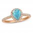 Le Vian Aquamarine Ring 1/3 ct tw Diamonds 14K Strawberry Gold