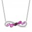 Vibrant Shades Pink & White Lab-Created Sapphire, Lab-Created Ruby Shades Necklace Sterling Silver 18"