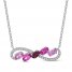 Vibrant Shades Pink & White Lab-Created Sapphire, Lab-Created Ruby Shades Necklace Sterling Silver 18"