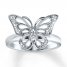 Butterfly Ring Diamond Accents Sterling Silver