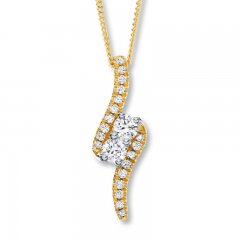 Ever Us Two-Stone Necklace 3/4 ct tw Diamonds 14K Yellow Gold