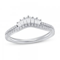 Diamond Contour Ring 1/3 ct tw Round/Baguette 14K White Gold