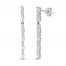 Diamond Drop Earrings 1/4 ct tw Round/Baguette 10K White Gold