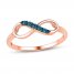 Infinity Symbol Ring 1/20 ct tw Blue Diamonds 10K Rose Gold