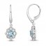 Aquamarine Drop Earrings 1/5 ct tw Diamonds 10K White Gold