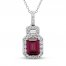 Neil Lane Garnet & Diamond Necklace 1/2 ct tw 14K White Gold 19"