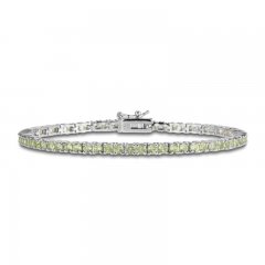 Peridot Line Bracelet Sterling Silver 7.25"