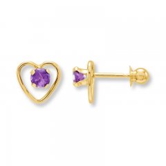 Amethyst Earrings 14K Yellow Gold