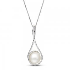 Cultured Pearl Swirl Necklace Sterling Silver 18"