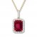 Lab-Created Ruby Necklace Lab-Created Sapphires 10K Yellow Gold