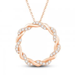 Circle of Gratitude Diamond Necklace 3/8 ct tw Round-cut 10K Rose Gold 19"