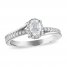 Diamond Engagement Ring 3/4 ct tw Oval/Round 14K White Gold