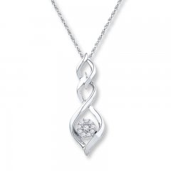 Diamond Necklace 1/10 ct tw Round-cut 10K White Gold