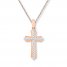 Diamond Cross Necklace 1/6 ct tw Round-cut 10K Rose Gold